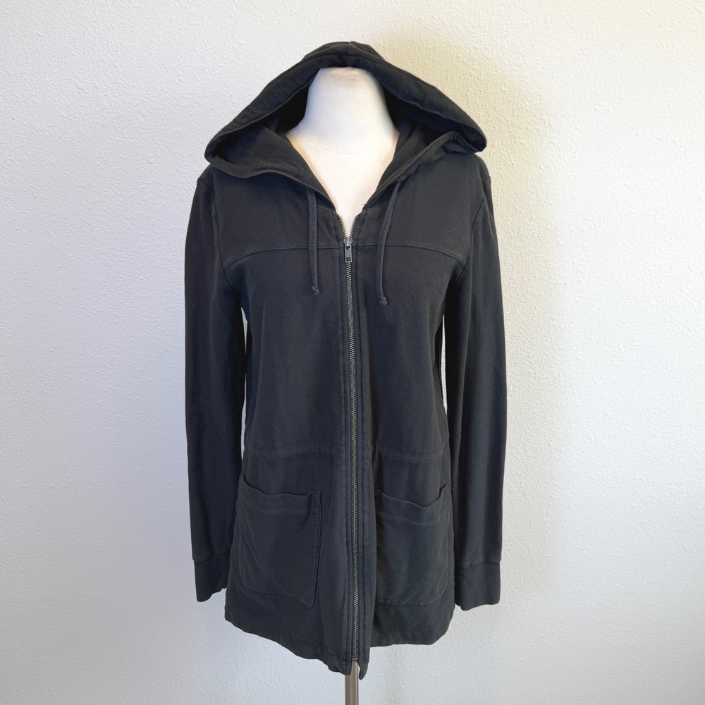 Standard James Perse Gray Full Zip Hoodie Sz 2 Medium Drawstring Athletic